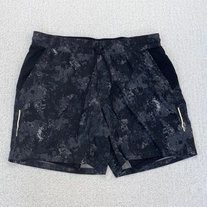 Lululemon Surge Lined Tie Dye Black Gray Shorts Men’s Size XXL